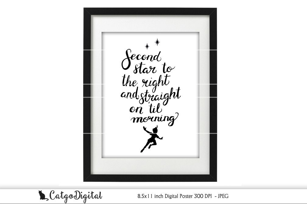Peter Pan Digital Poster Second Star Printable Poster example image 1