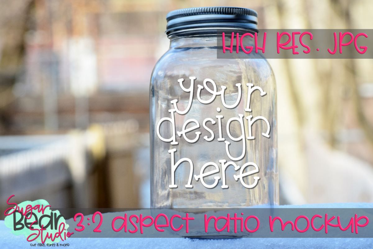 Mason Jar in Snow Mockup example image 1