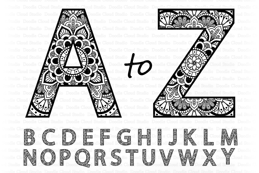 Download Mandala Alphabet SVG, Mandala Letters SVG, Alphabet Clipart.