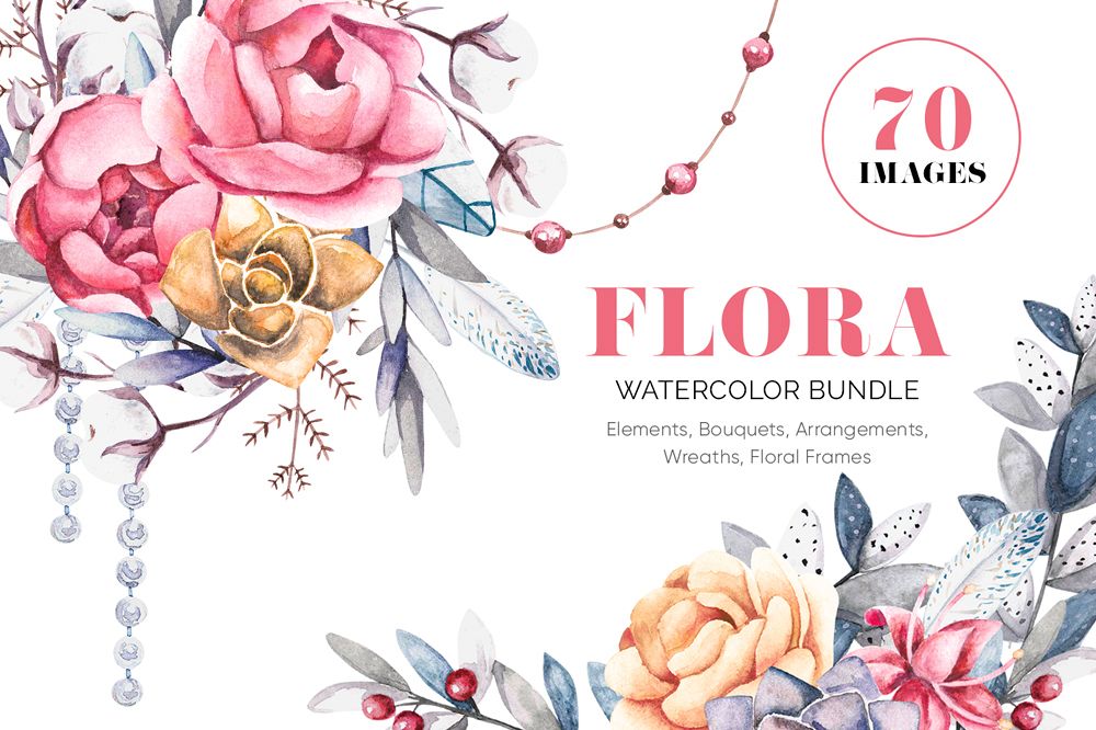 FLORA - Pretty Pions & Succulents Bundle example image 1