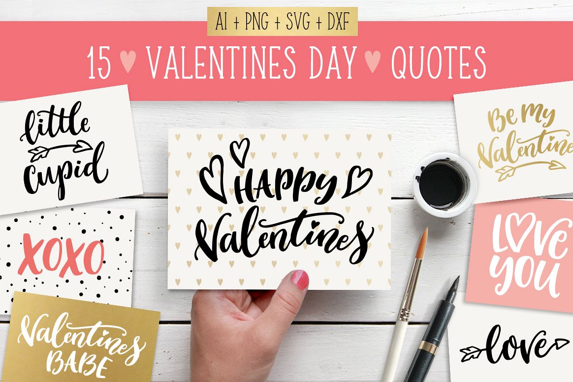Valentines Day quotes SVG bundle example image 1
