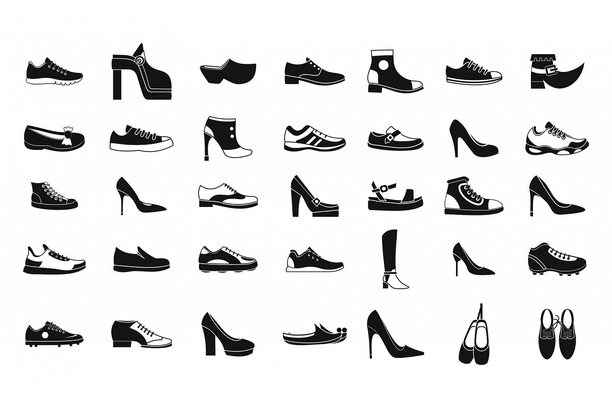 Shoes icon set, simple style example image 1