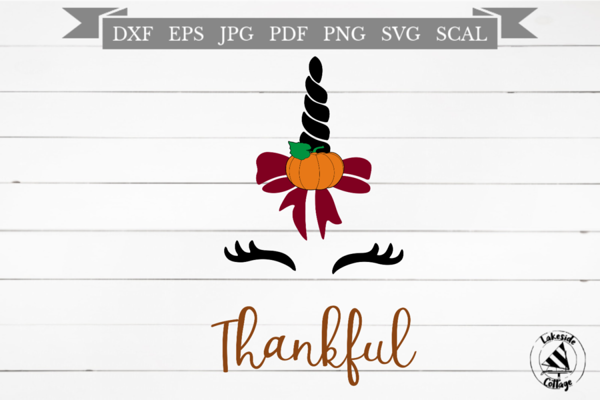 Thankful Unicorn Thanksgiving SVG Design example image 1
