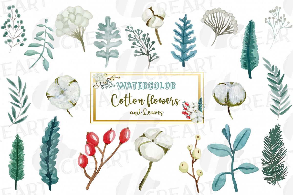 Cotton bolls and fir branch leafy autumn and winter decor example image 1