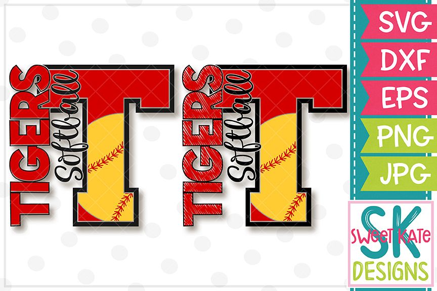 T Tigers Softball SVG DXF EPS PNG JPG example image 1