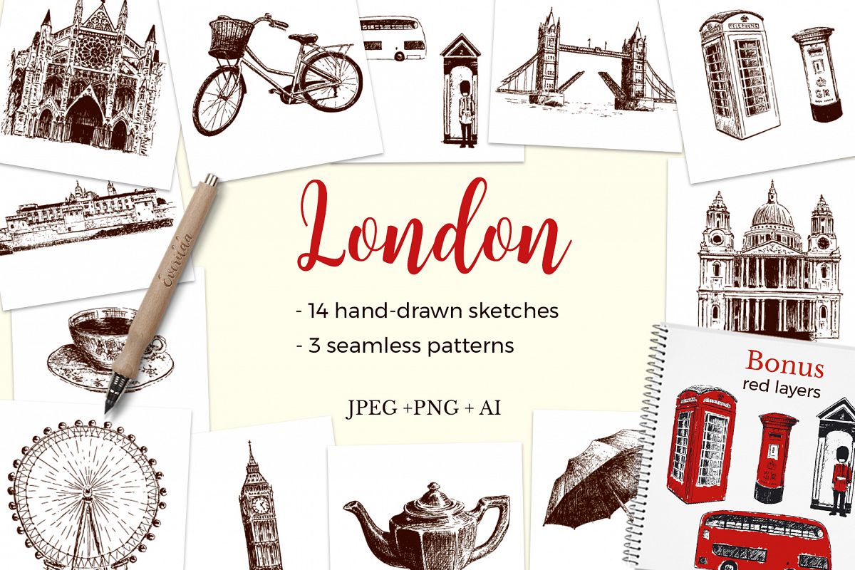 Set of London sketches example image 1