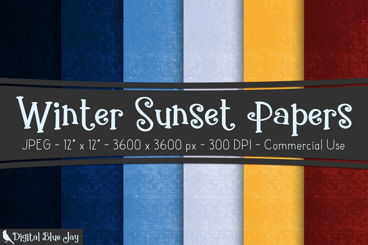 Digital Paper Textured Backgrounds - Winter Sunset example image 1