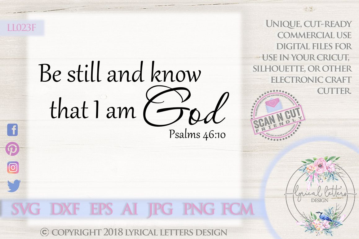 Be Still and Know Psalm 46 SVG DXF Cut File LL023F example image 1
