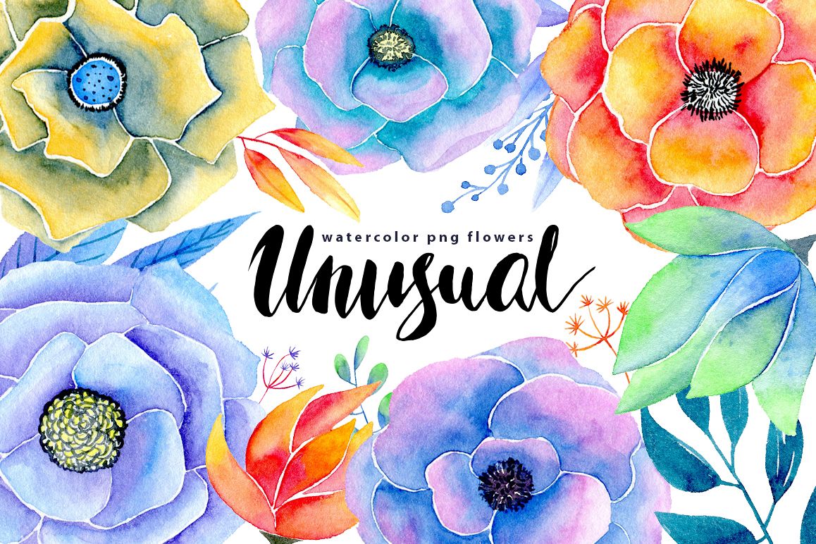 Watercolor flowers 17 png example image 1