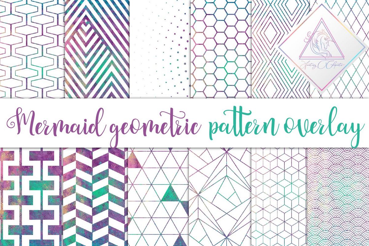 Mermaid Geometric Pattern Overlay Clipart example image 1
