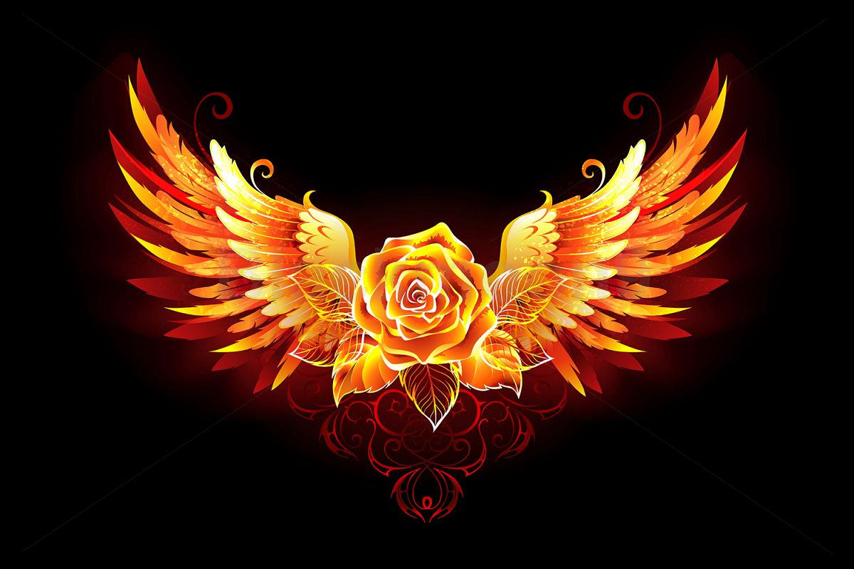 Fire Rose with Wings