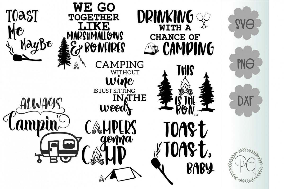 Camping Bundle SVG PNG DXF Eight Files Available example image 1