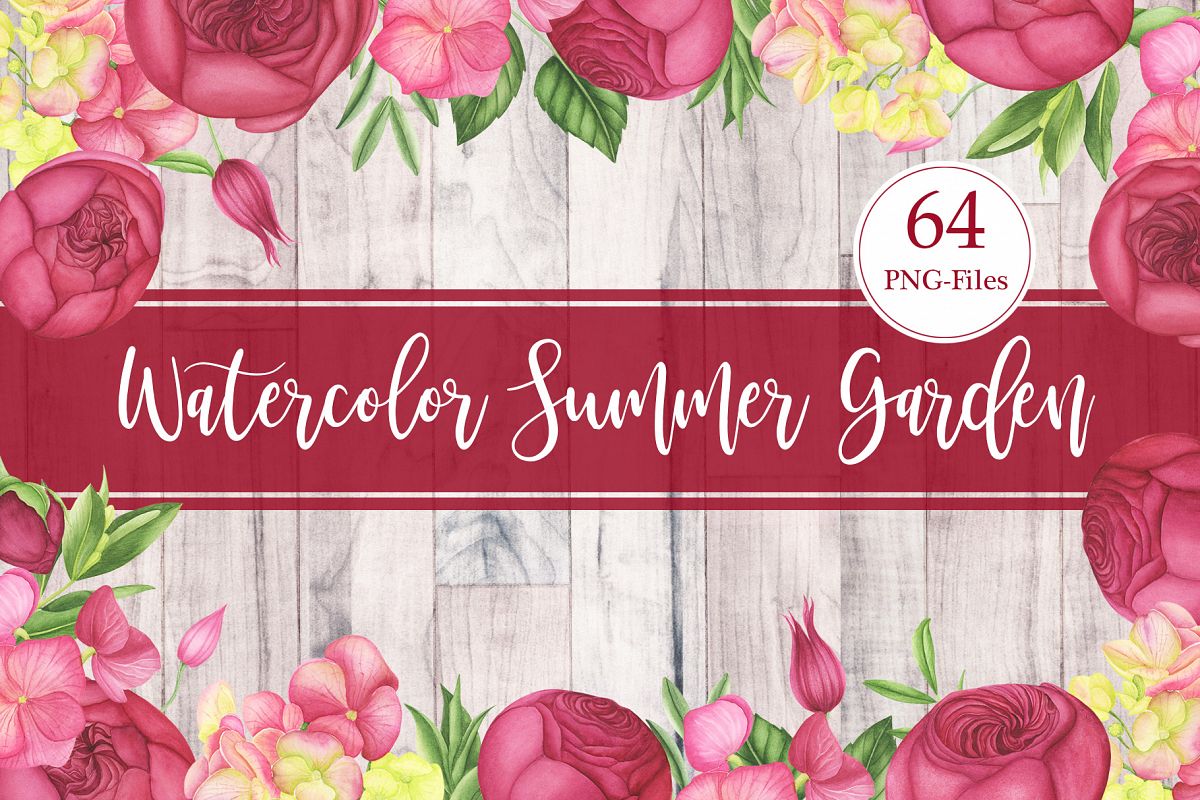 Watercolor Summer flowers clipart example image 1