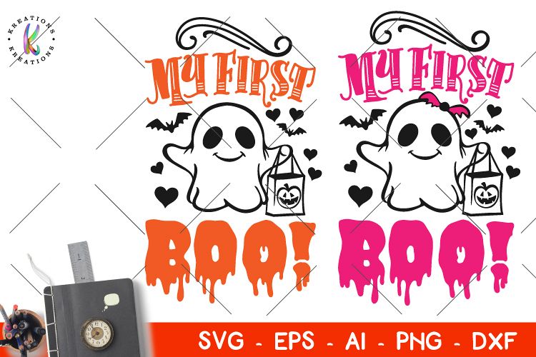 Download My first Boo svg Girl Boy Cute ghost svg Happy Halloween svg
