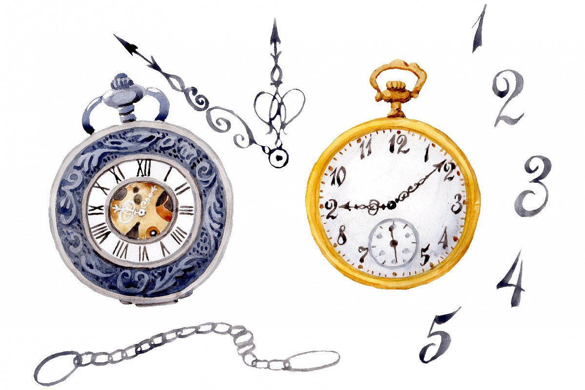 Clock old watercolor png example image 1