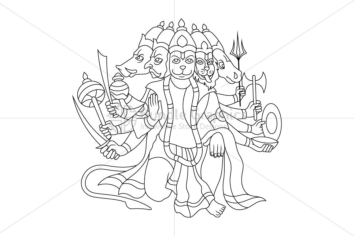 Panchamukha Hanuman - Illustration example image 1