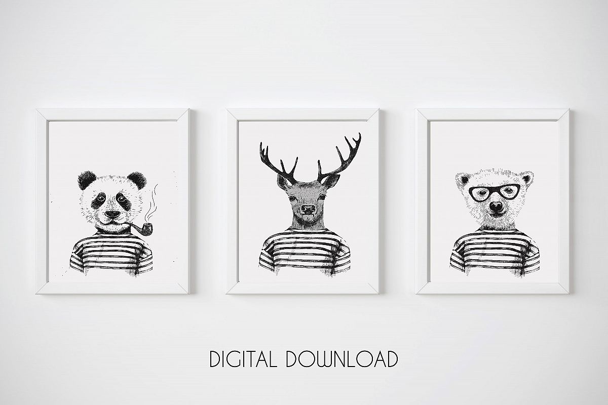Funny Animal Print Hipster Wall Art Nursery Funny Animal Print Hipster Wall Art Nursery