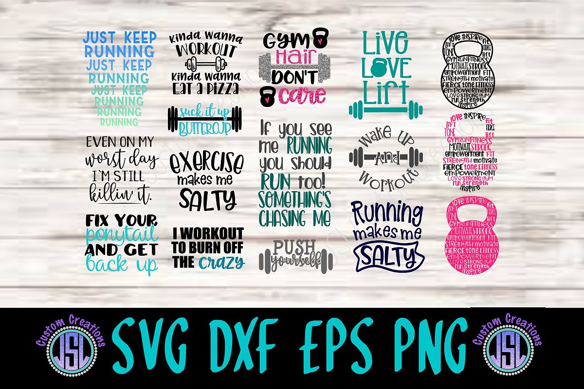 Download Workout Bundle Set of 16 |SVG DXF EPS PNG | Digital File
