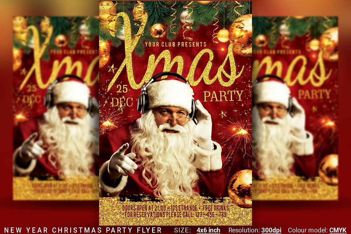 Christmas New Year Party Flyer example image 1
