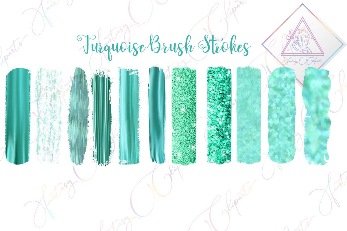 Turquoise Brush Strokes Clipart example image 1