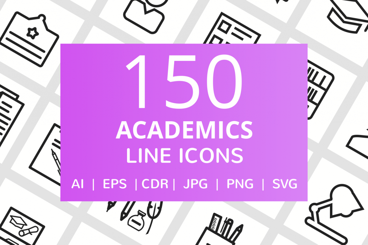 150 Academics Line Icons example image 1
