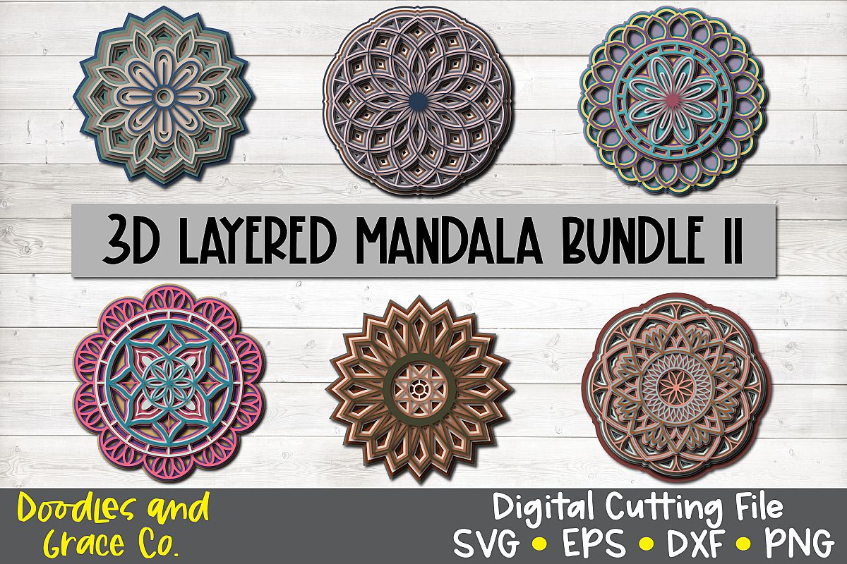 Download 3D Layered Mandala Bundle - SVG - PNG - EPS - DXF