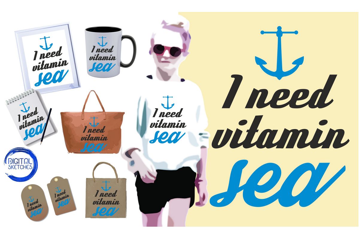 Saying Vitamin Sea Cut File Vector Graphics Illustration example image 1