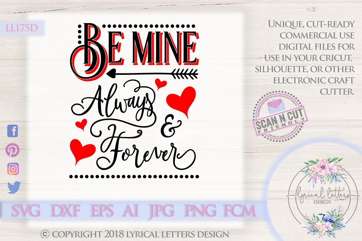 Be Mine Always and Forever Valentine's Day SVG DXF LL165D example image 1