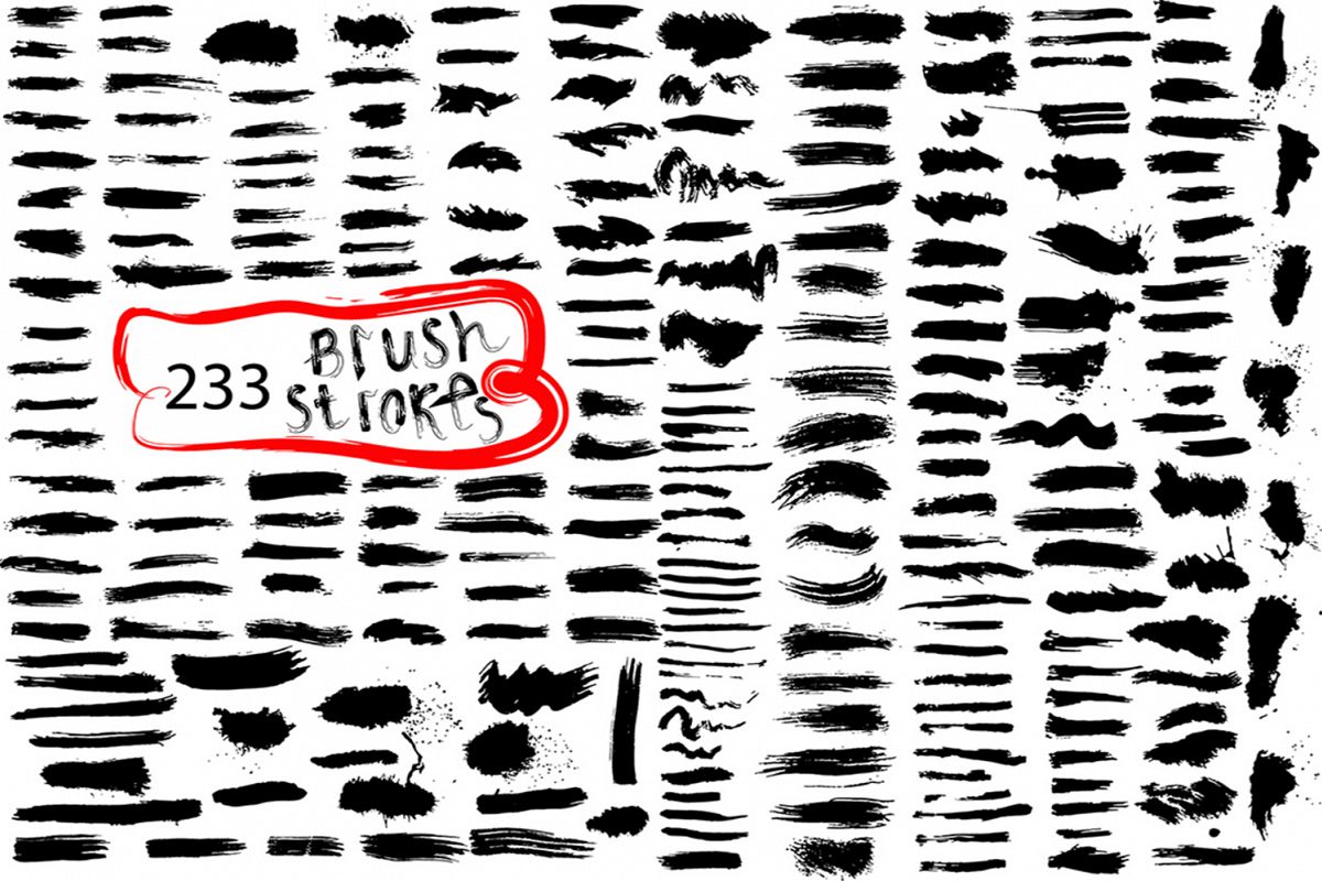 Big set of hand drawn grunge brush example image 1