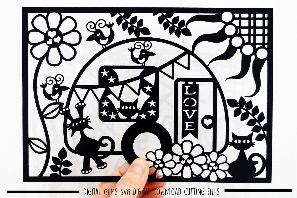 Cat paper cut SVG / DXF / EPS files example image 1