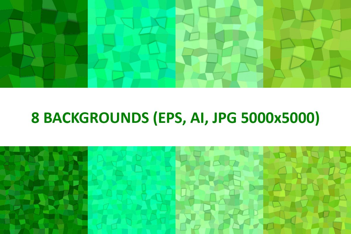 8 Green 3D Rectangle Backgrounds (AI, EPS, JPG 5000x5000) example image 1