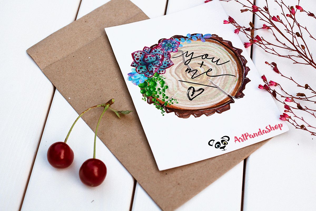 Watercolor clip art Rustic Cross section of tree trunk show example image 1