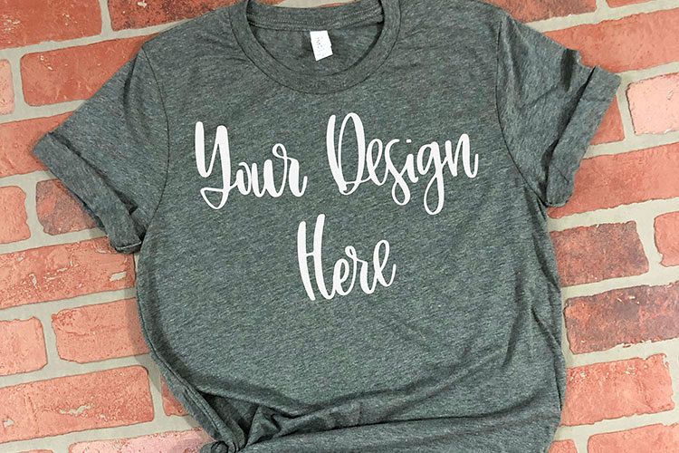 Bella 3001 Deep Heather Grey Mockup Photo - Flatlay Photo example image 1