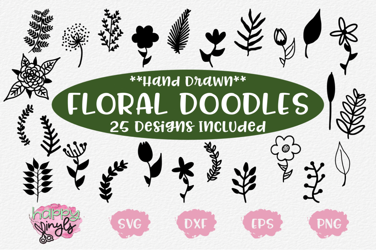 Hand Drawn Floral and Plant Doodles - A Floral SVG Bundle example image 1