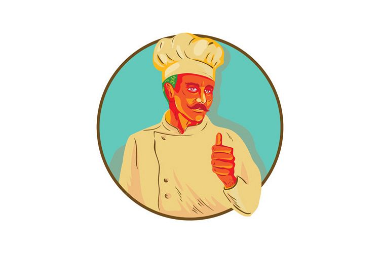 Chef With Mustache Thumbs Up Circle WPA example image 1
