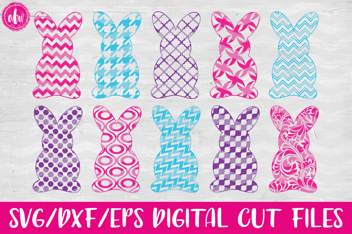 Pattern Easter Bunny Set - SVG, DXF, EPS Cut Files example image 1