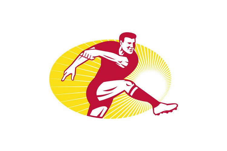Rugby Player Kicking Ball Retro example image 1