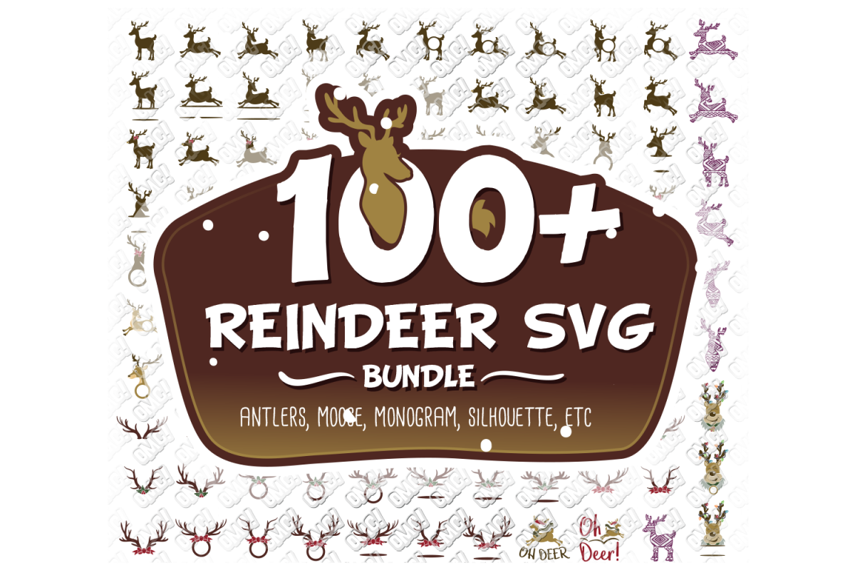 Reindeer SVG Bundle Antlers in SVG, DXF, PNG, EPS, JPEG example image 1