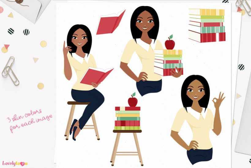 Woman teacher character clip art L076 Layla example image 1