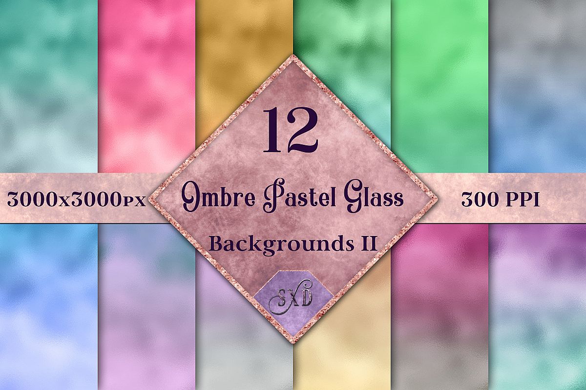 Ombre Pastel Glass Backgrounds II - 12 Image Textures Set example image 1