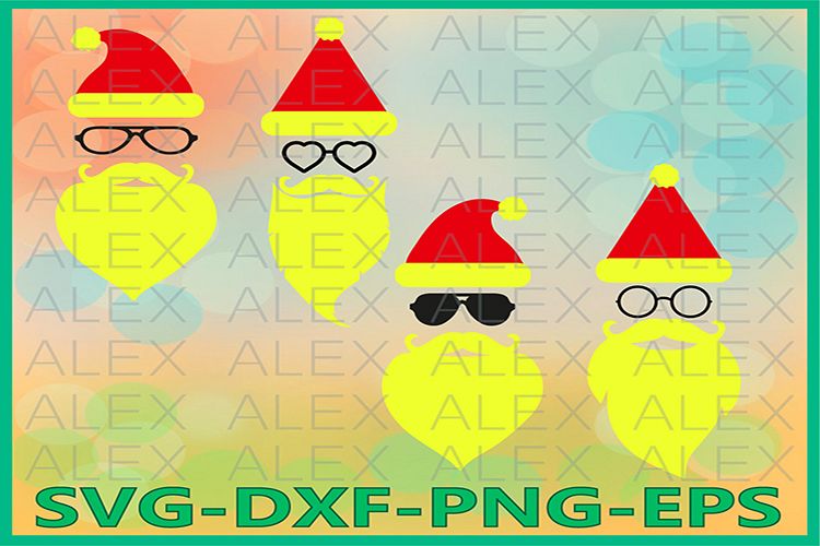 Hipster Santa SVG, Santa SVG, Christmas Face Svg, Santa Face example image 1
