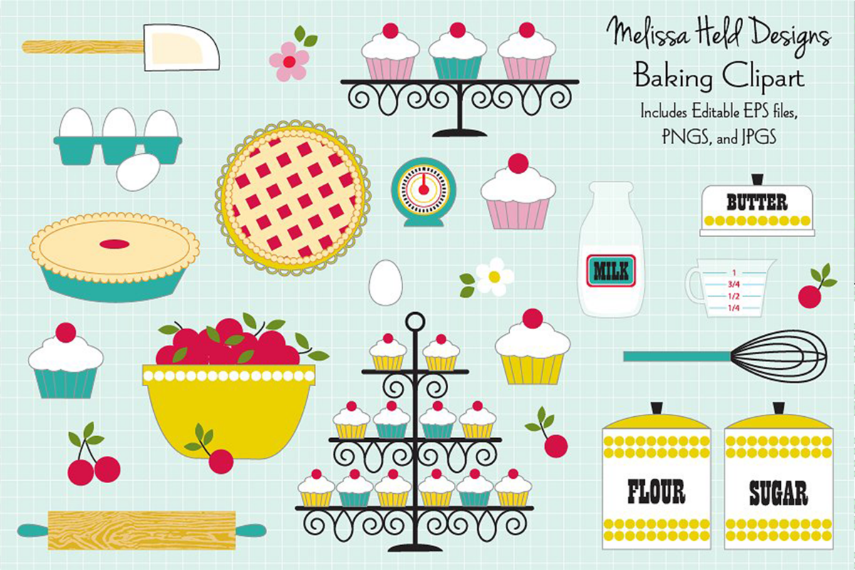 Retro Baking Clipart example image 1