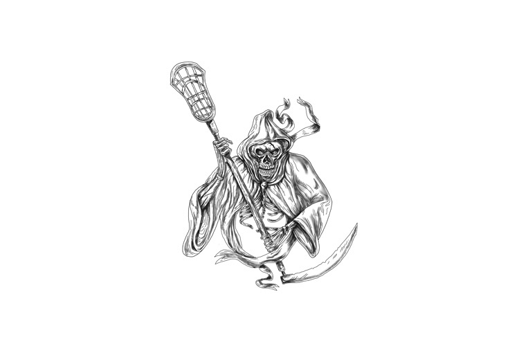 Grim Reaper Lacrosse Defense Pole Tattoo example image 1