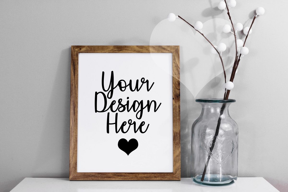 Styled Frame Mockup, Dark Oak Frame Mockup, Stock Photo example image 1