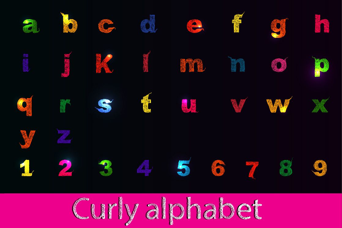 Curly alphabet + 1 decor element. example image 1