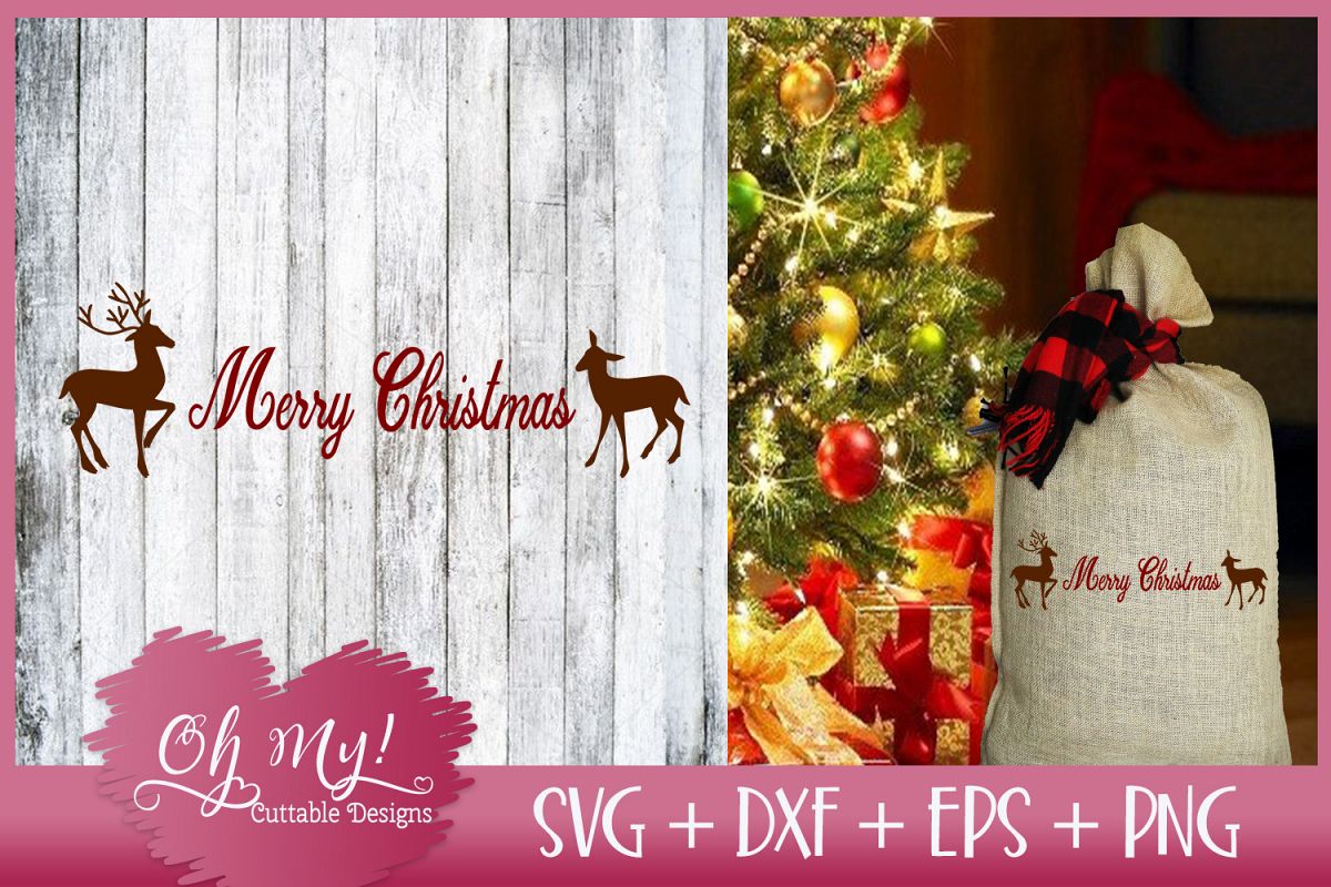 Merry Christmas Reindeer - SVG DXF EPS PNG example image 1