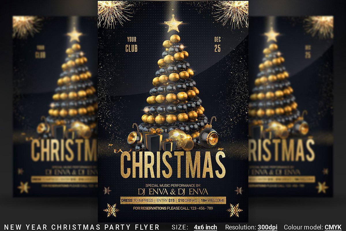 Christmas New Year Party Flyer example image 1