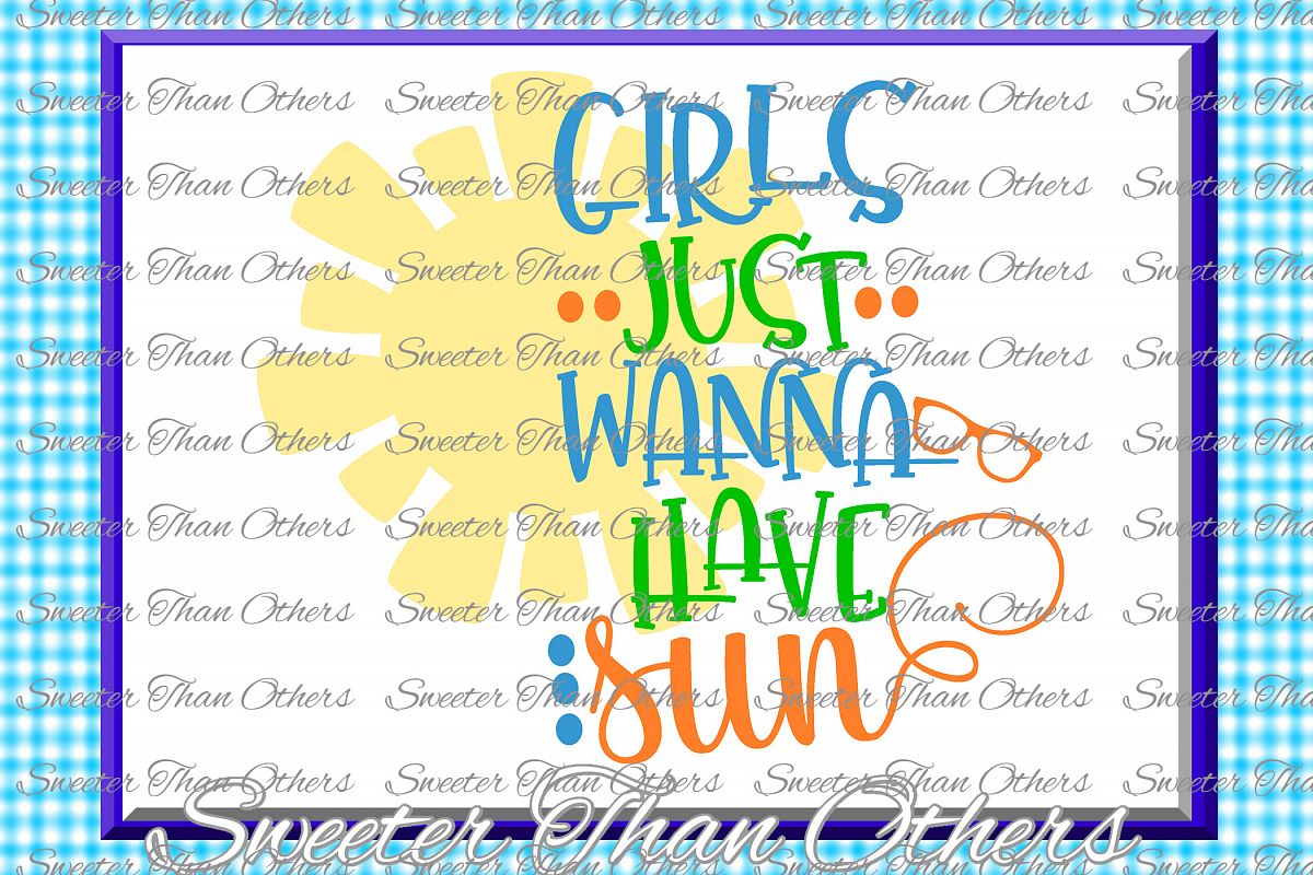 Beach Svg Girls Just Wanna Have Sun svg, Summer Beach patter example image 1