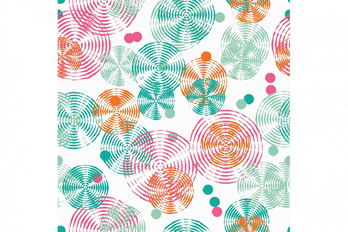 Seamless vector decorative background with rings and polka dots. Print. Cloth design, wallpaper. example image 1