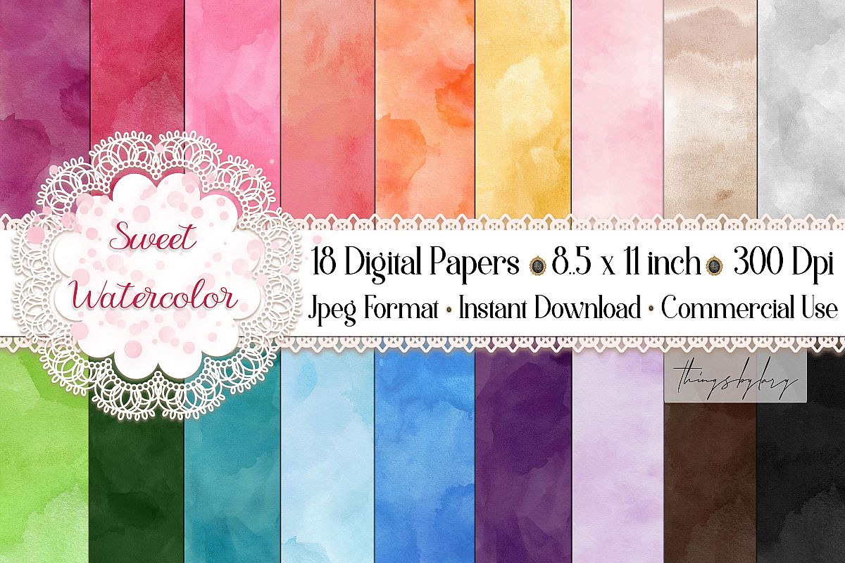 18 Sweet Ombre Watercolor Digital Images Card Invitation example image 1